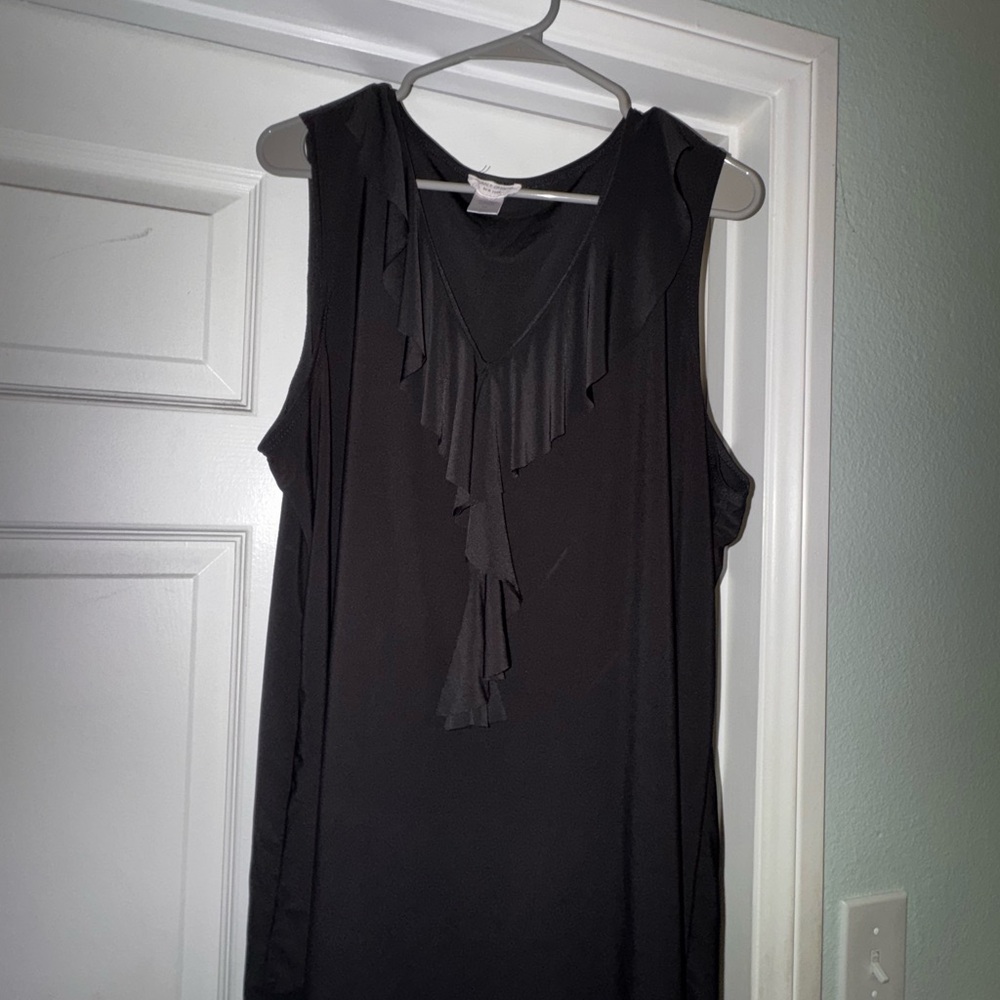 Black Sleeveless Top with Ruffle Detail